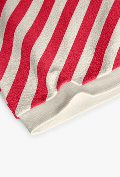 Sudadera de punto para niña en color rojo y blanco