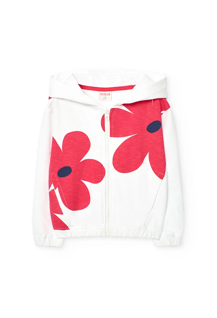 Giacca in pile per bambina di colore bianco.