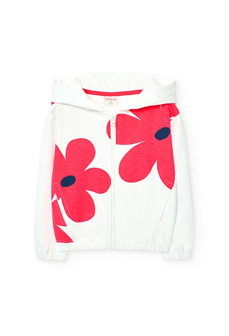 Chaqueta de felpa para niña en color blanco