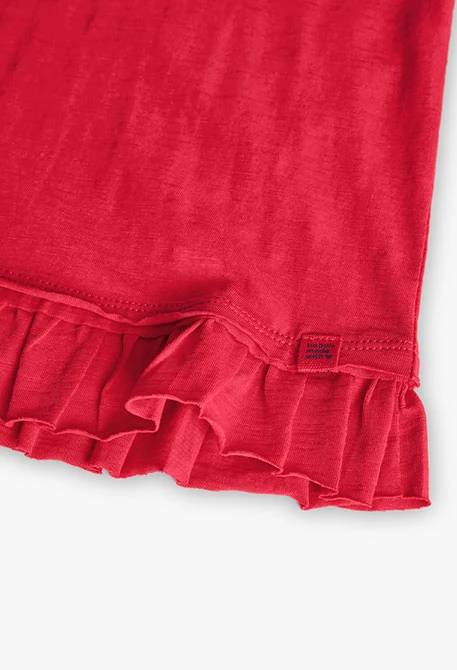 Camiseta de punto flamé para niña en color fresa