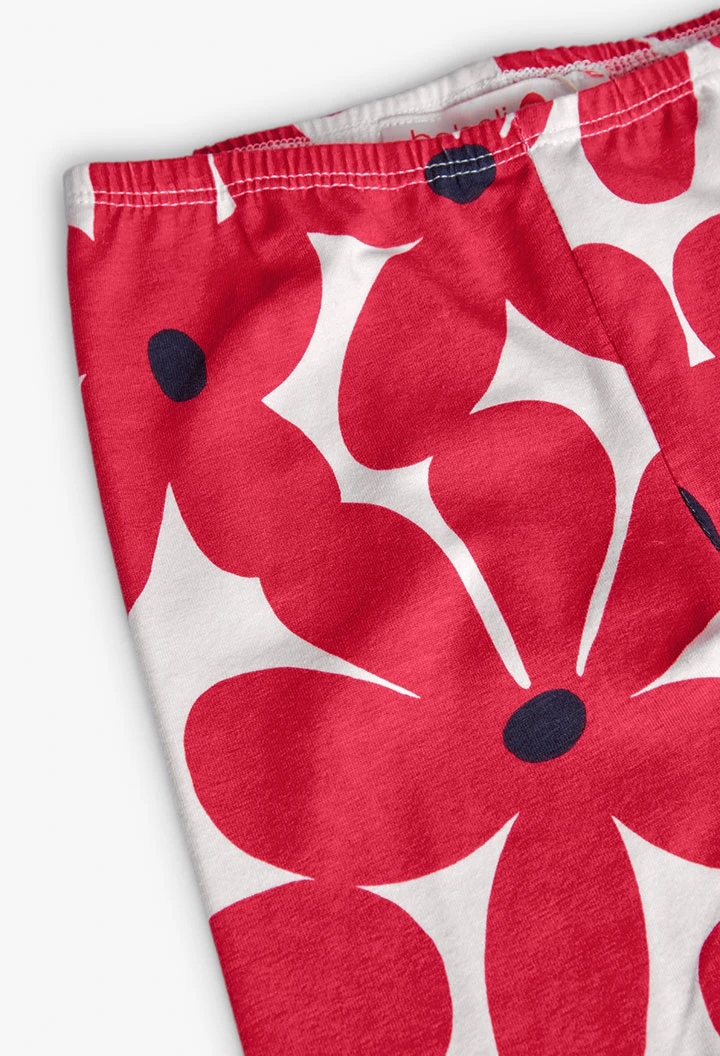 Leggings lavorati a maglia per bambina con stampa floreale
