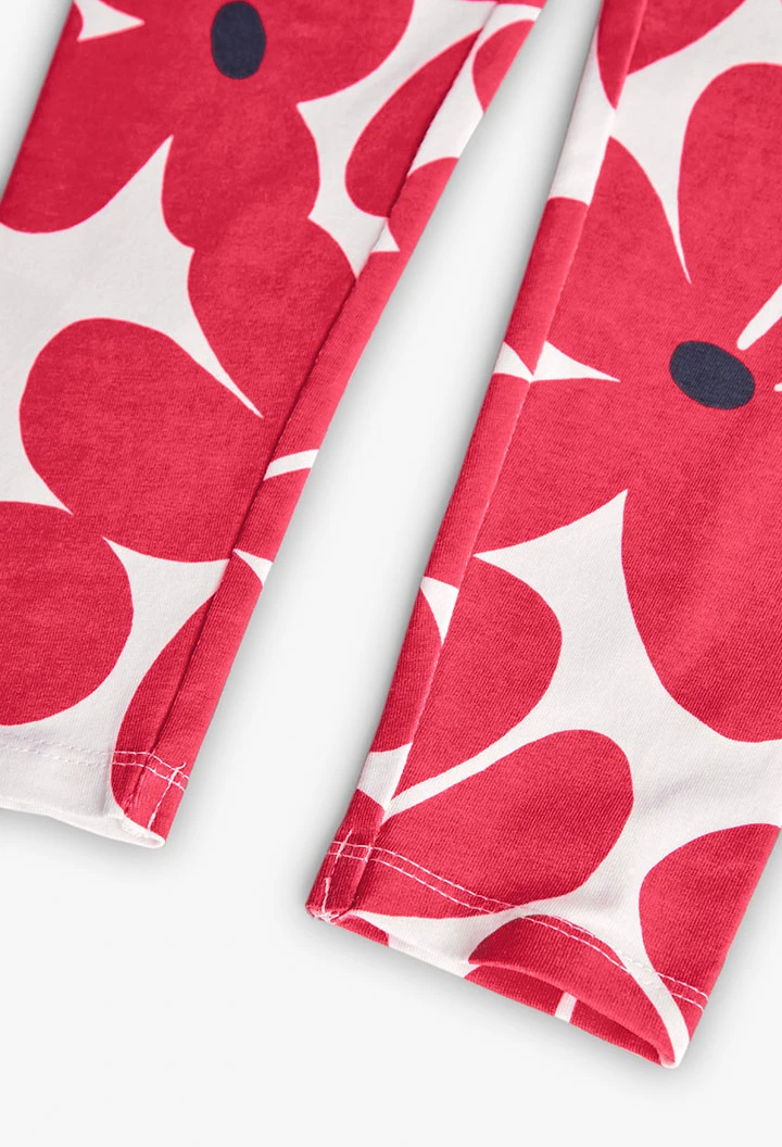 Leggings lavorati a maglia per bambina con stampa floreale