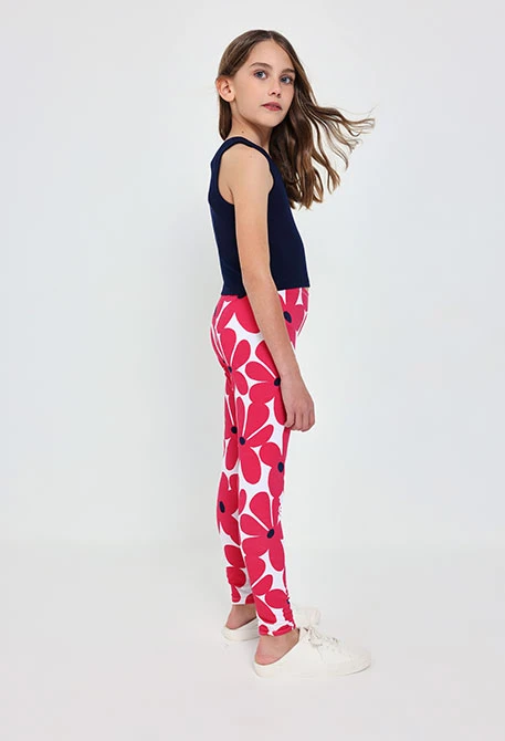 Leggings en maille pour fille avec imprimé floral