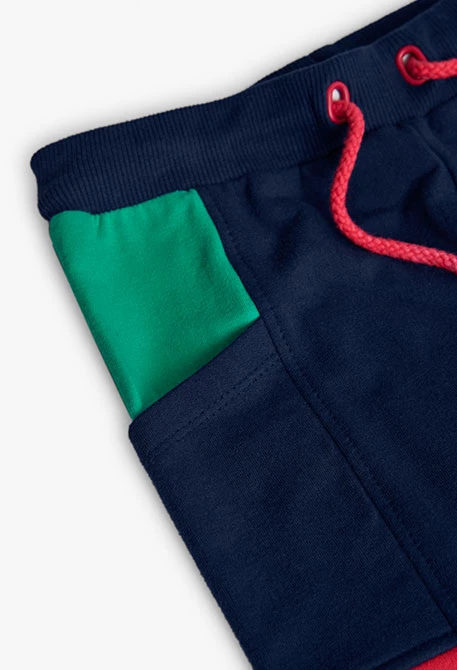 Pantalon fille en molleton color block