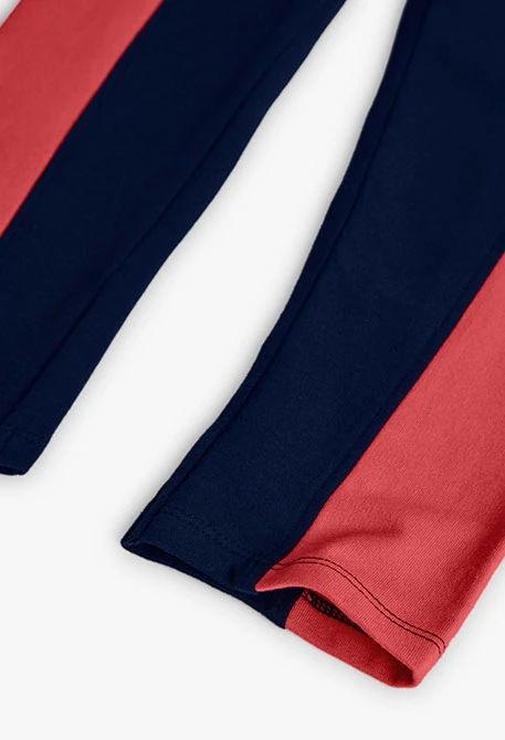 Pantalon fille en molleton color block