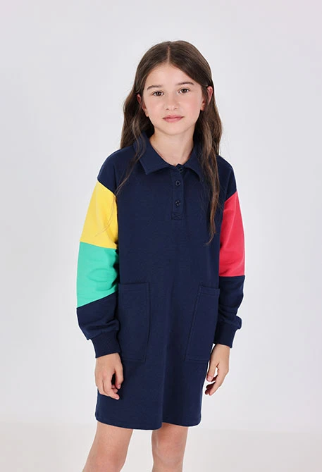Vestido de felpa bloques azul marino