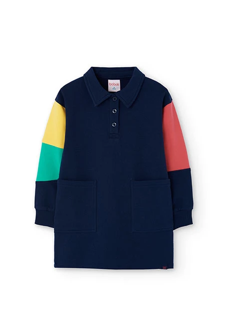 Vestido de felpa bloques azul marino