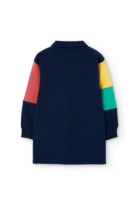 Navy blue colour block plush dress