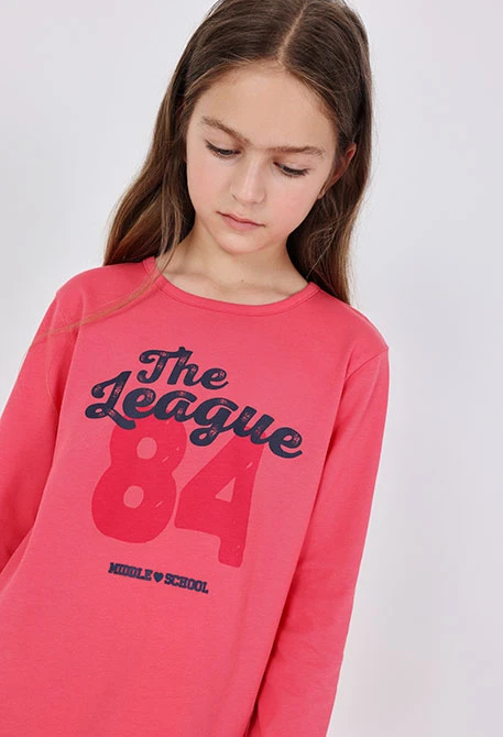 T-shirt fille rose lettres