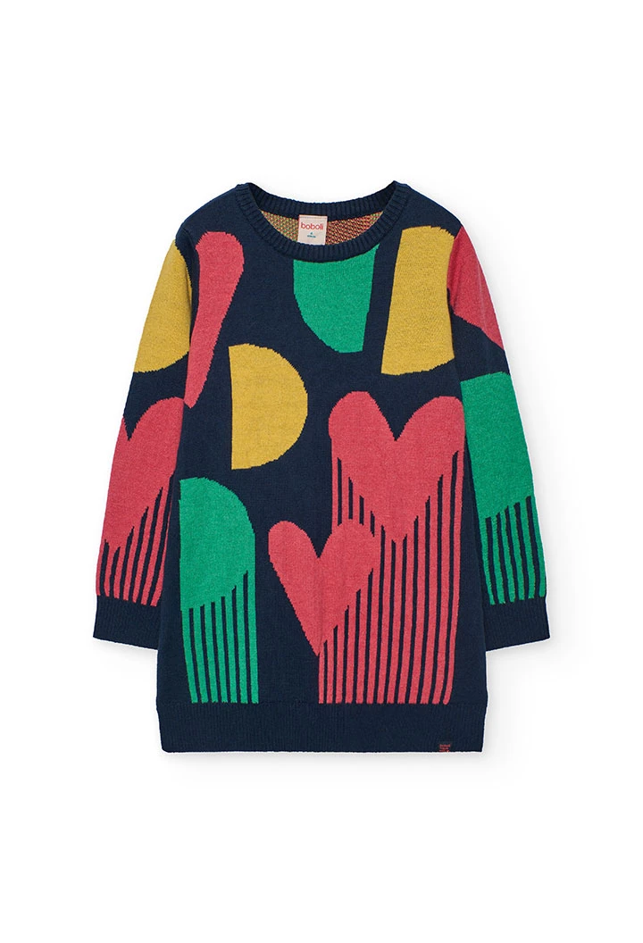 Abito cuori blu navy