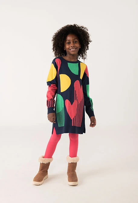 Abito cuori blu navy