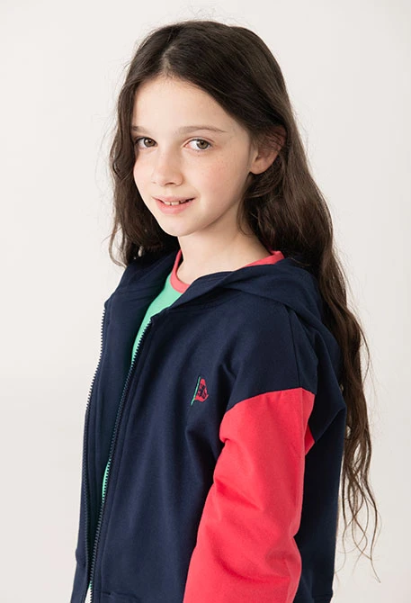 Giacca bambina in felpa blu marino