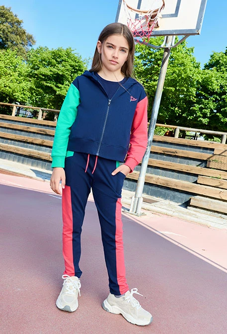 Giacca bambina in felpa blu marino