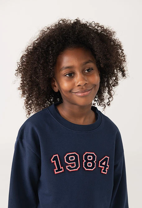 Mädchensweatshirt Frottee 1984 Marineblau