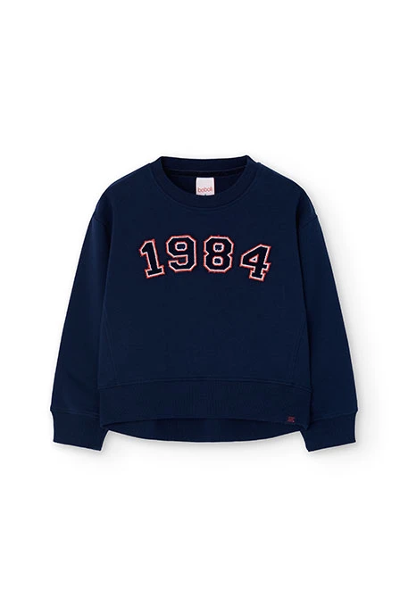 Sudadera niña felpa 1984 azul marino