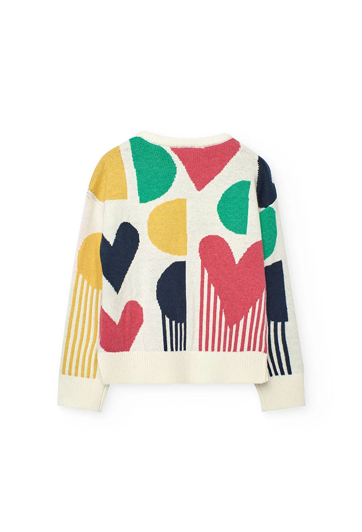 Pull fille blanc imprimé