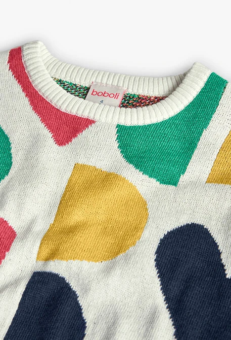 Weißer gemusterter Mädchenpullover