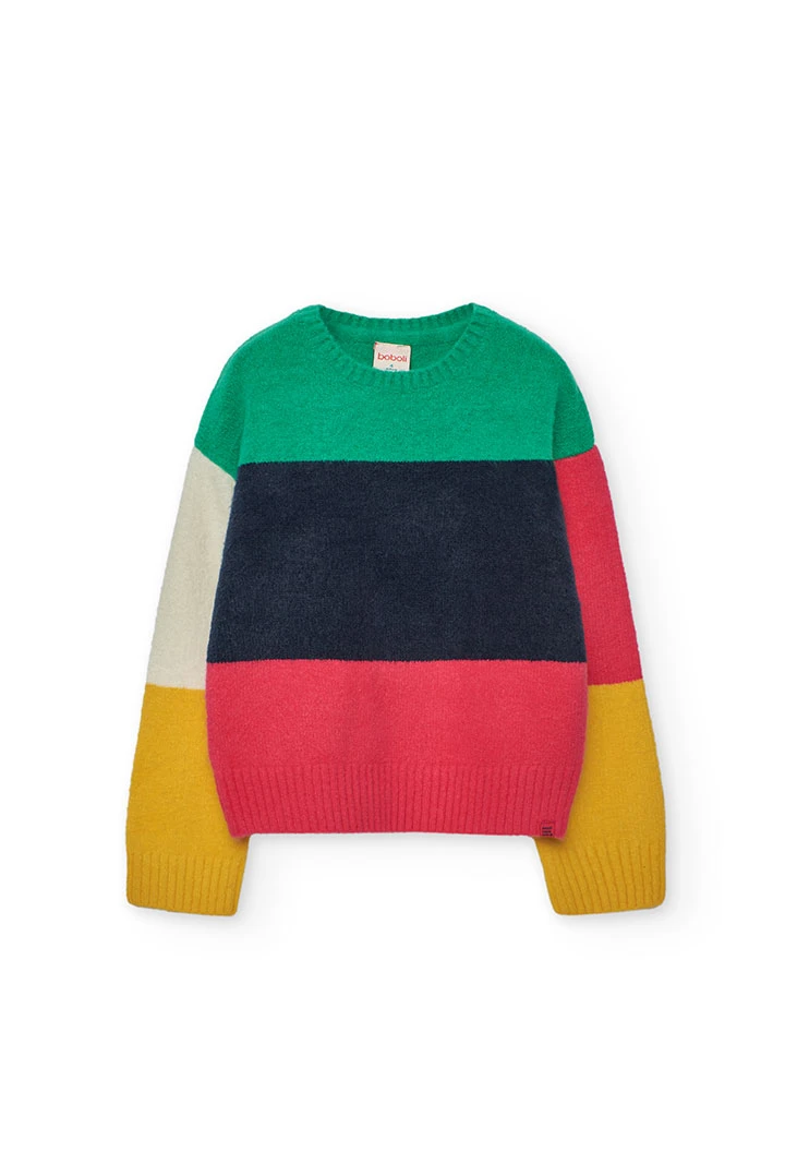 Pull fille color block