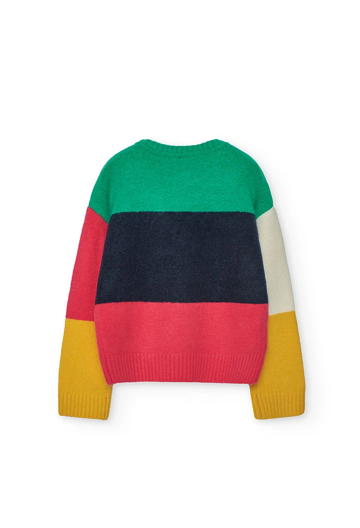 Pull fille color block