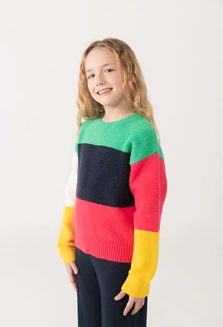 Mädchenpullover in Colorblock-Optik