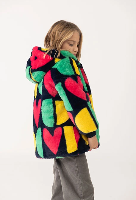 Parka fille réversible bleu marine
