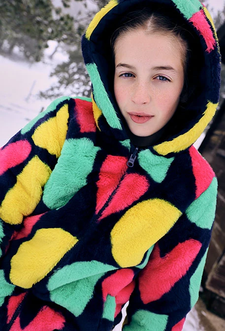 Parka reversível azul-marinho para menina