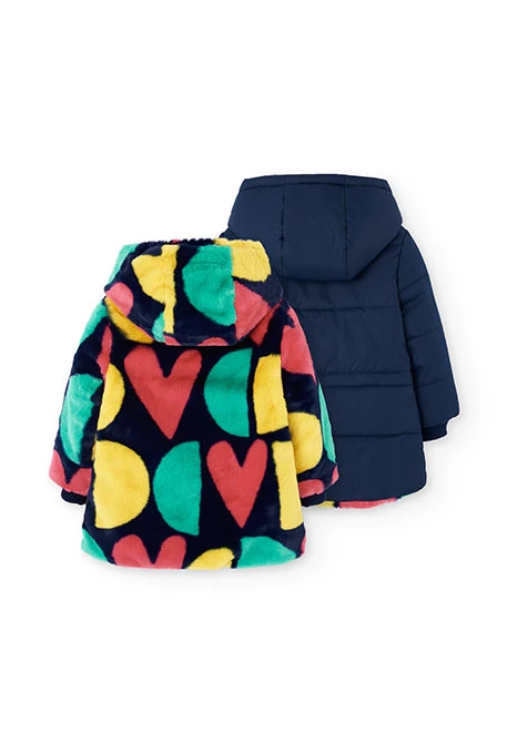 Parka bambina reversibile blu marino