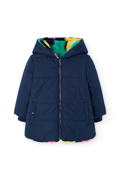 Parka fille réversible bleu marine
