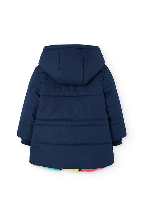 Parka fille réversible bleu marine