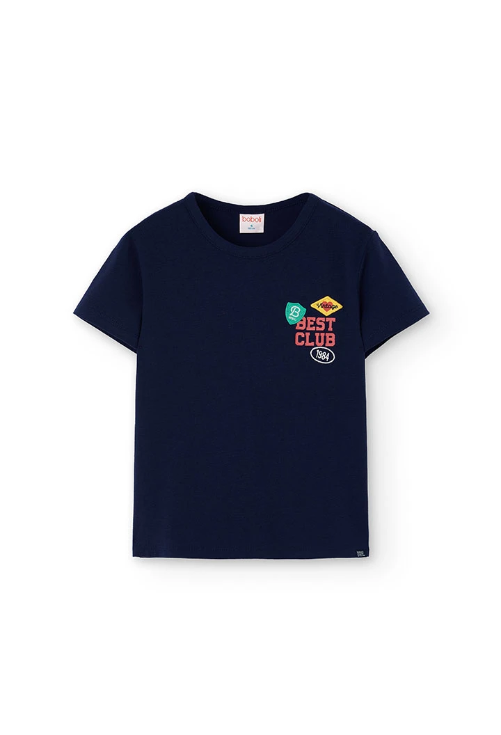 Navy blue knitted girl´s t-shirt