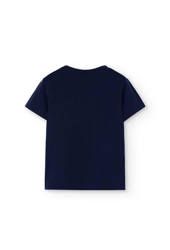 Mädchen-T-Shirt aus marineblauem Strickstoff