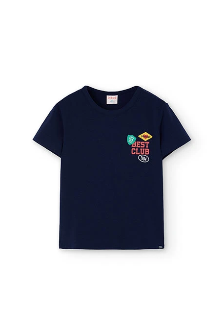 Mädchen-T-Shirt aus marineblauem Strickstoff