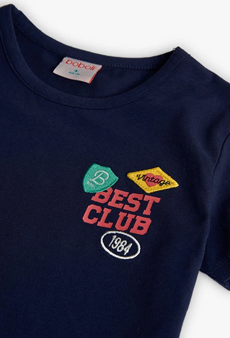 Maglietta blu navy per bambina a maglia