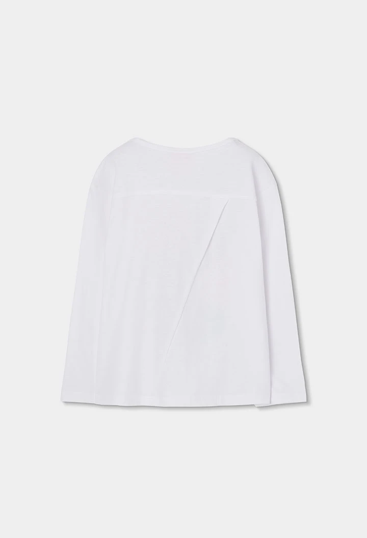 T-shirt fille manche longue coton blanc