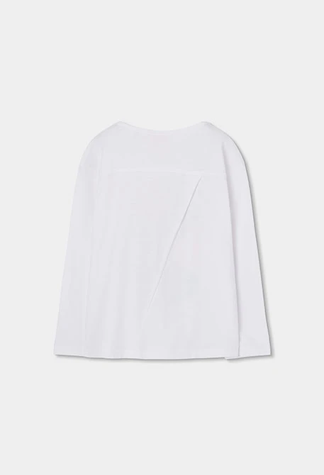 Camiseta niña punto manga larga algodón blanco
