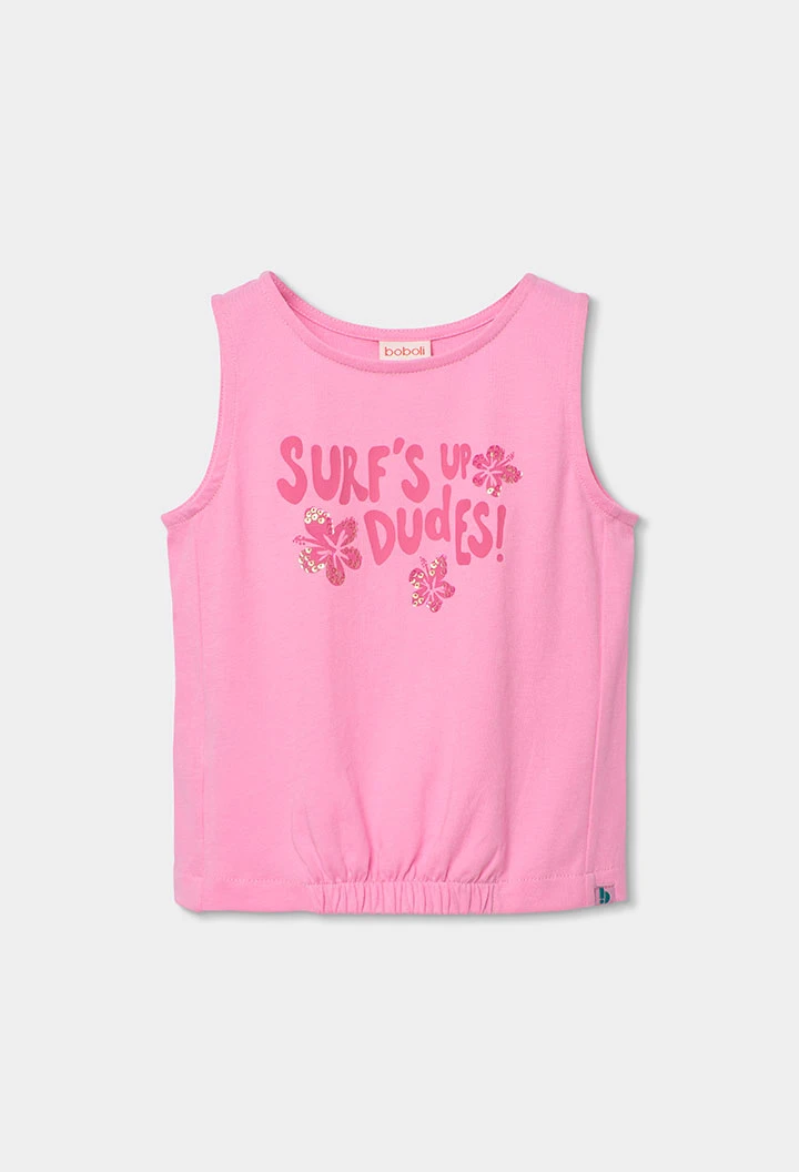 Camiseta de niña algodón en rosa