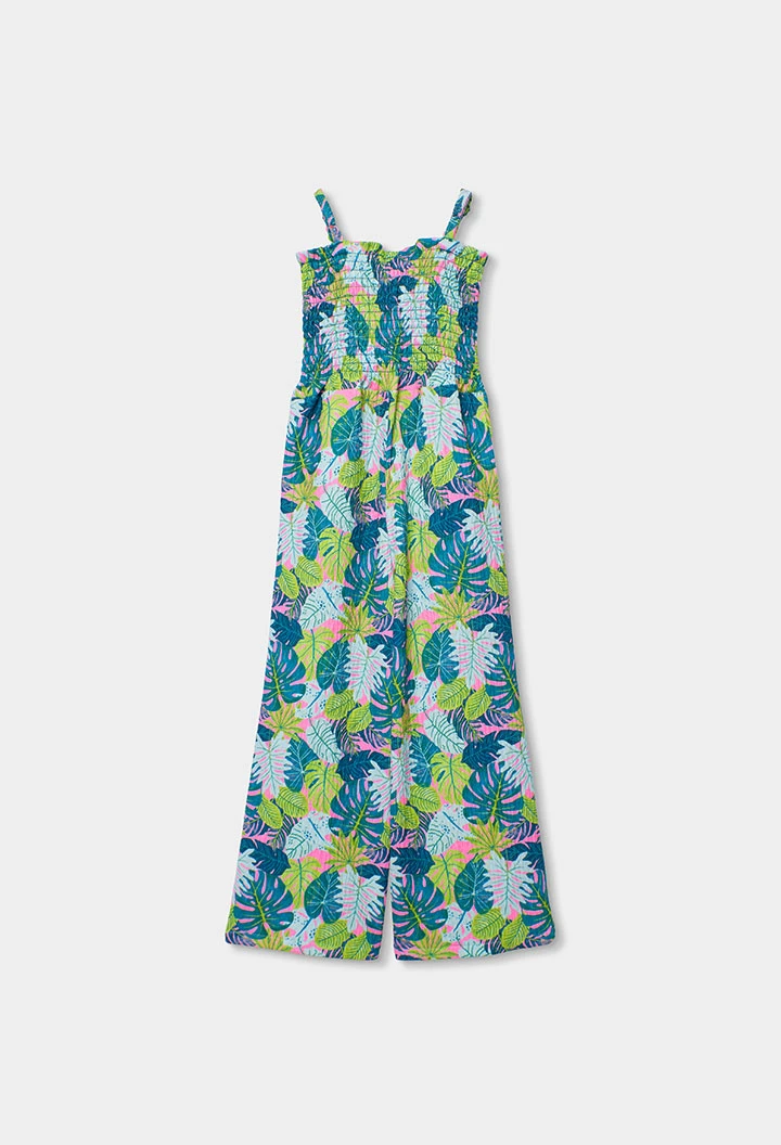 Mono algodón estampado de hojas