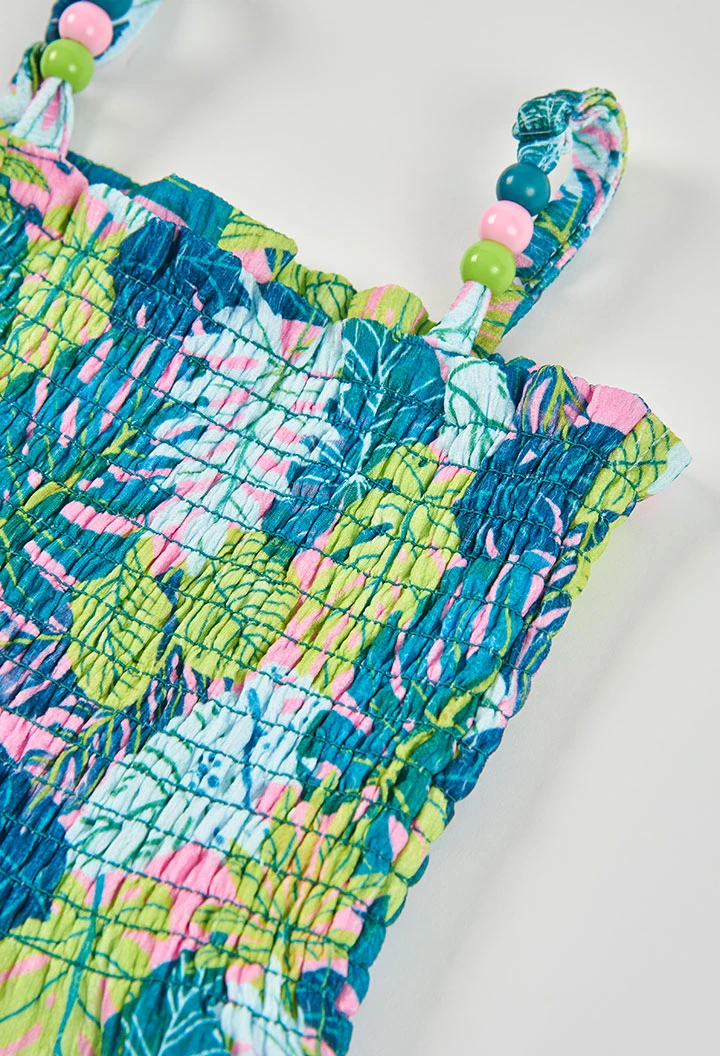 Macacão estampado de folhas de algodão