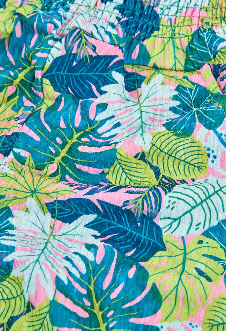 Mono algodón estampado de hojas