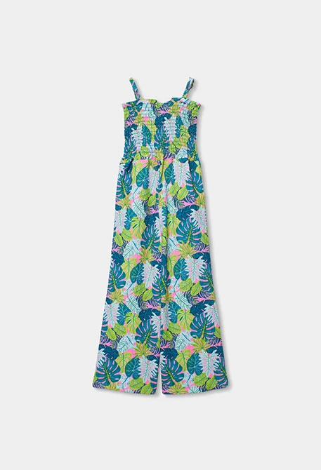 Macacão estampado de folhas de algodão