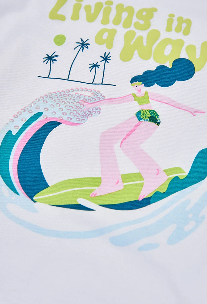 Mädchen T-Shirt aus weißer Baumwolle