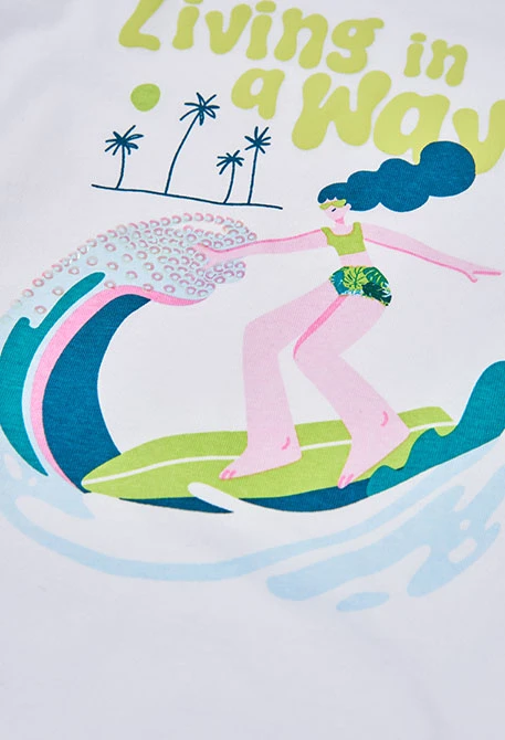 Camiseta para niña algodón blanco