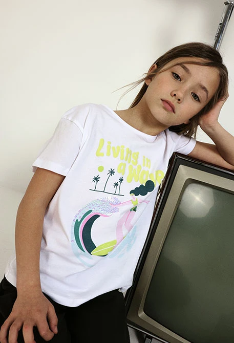 T-shirt pour fille en coton blanc