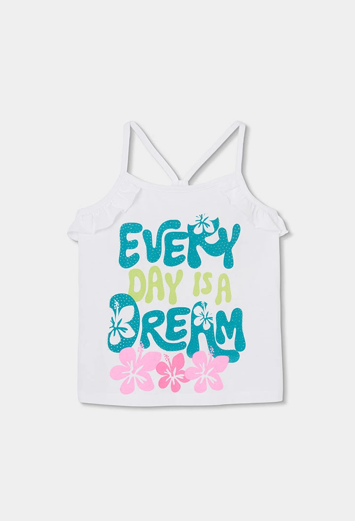 Camiseta tirantes niña punto blanco