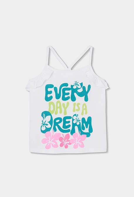 Ärmelloses Mädchen-T-Shirt in Weiß.