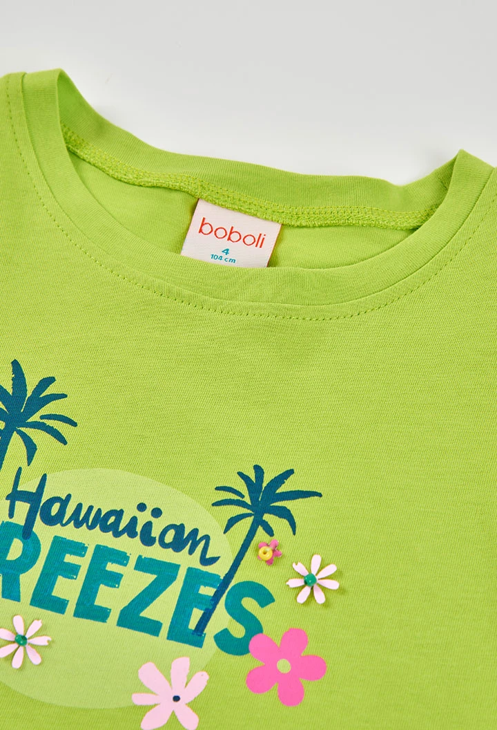 Camiseta niña algodón verde