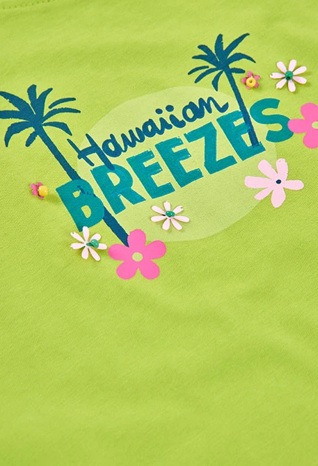 Camiseta niña algodón verde