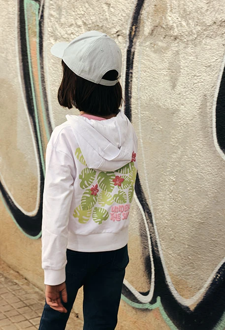 Chaqueta niña punto  en blanco