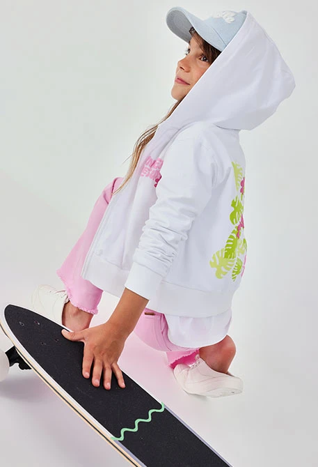 Chaqueta niña punto  en blanco