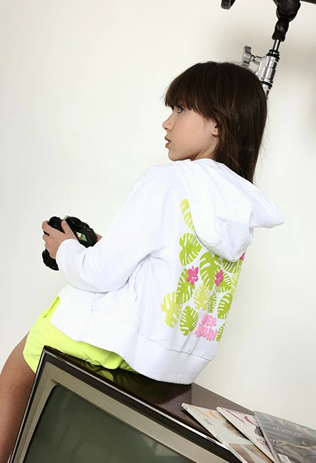 Chaqueta niña punto  en blanco